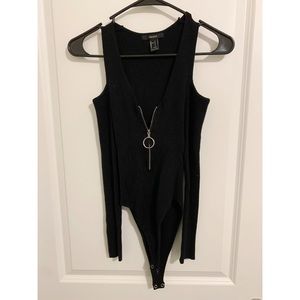 Black zip up body suit